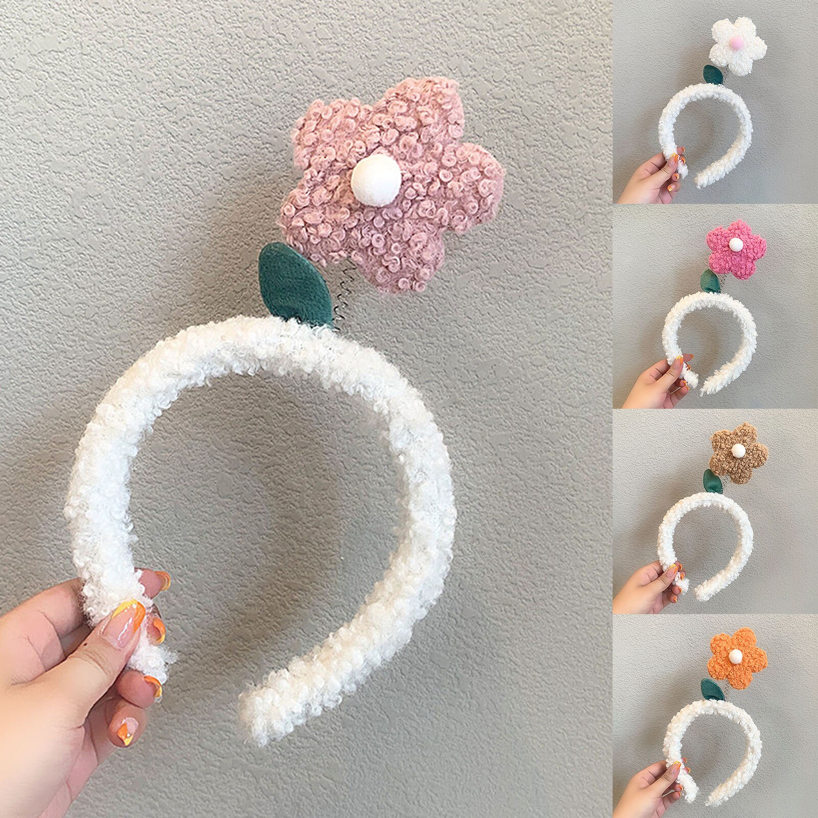 Diadema de flores de dibujos animados para niña y mujer, diadema para el pelo de otoño e invierno