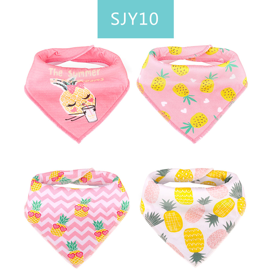 Gelukkig Fluit 4 Stuks Set Baby Kids Peuter Voeden Bandana Slabbetjes Speeksel Handdoek Driehoek Hoofddoek: sjy10