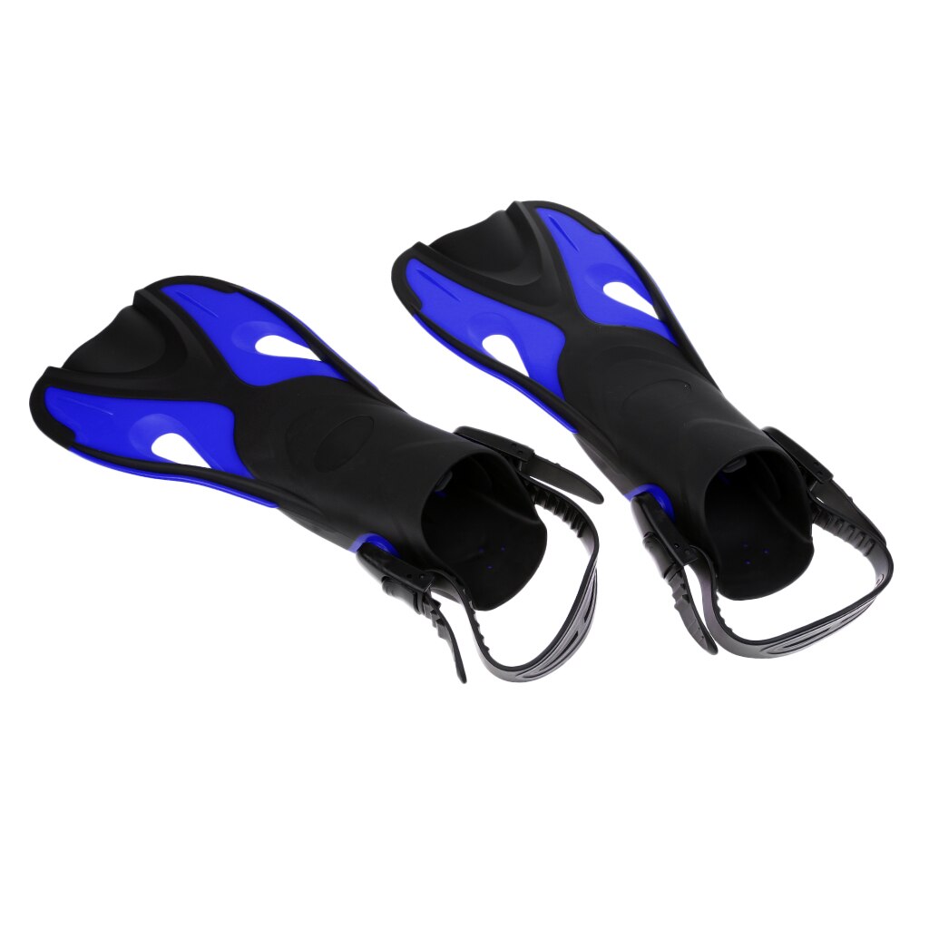 Aletas de natación para niños pequeños aletas de entrenamiento talón abierto para buceo deportes acuáticos: Blue Black