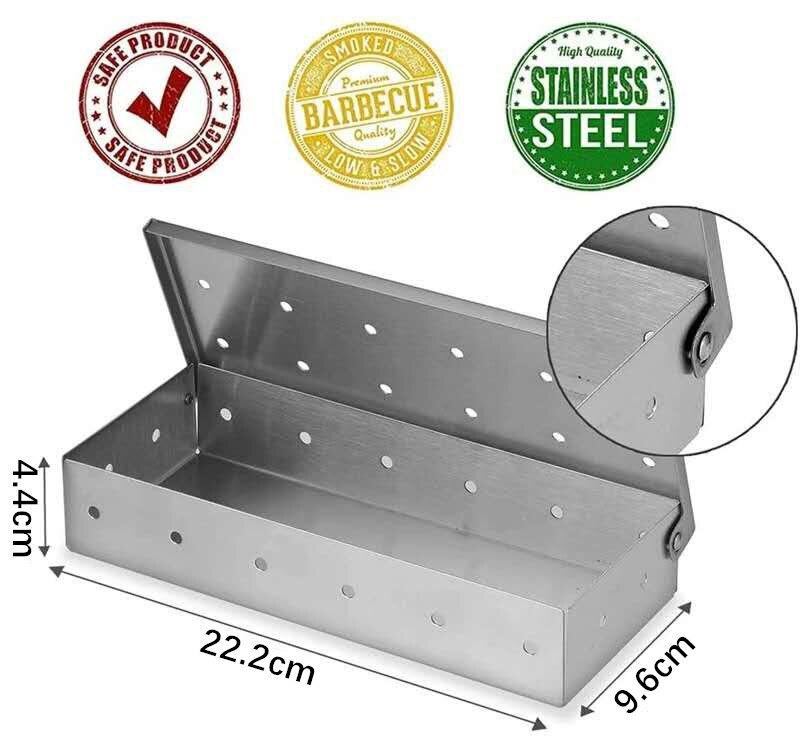 Stainless Steel Smoker BOX BBQ Stainless Steel Smoke Box Kitchen Tools Cooking Tools Bacon Mini Outdoor BBQ Products