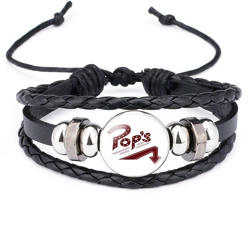 Riverdale-pulsera de cuero multicapa con de Riverdale, joyería para hombre, brazalete de cuentas, cabujón de cristal: 10