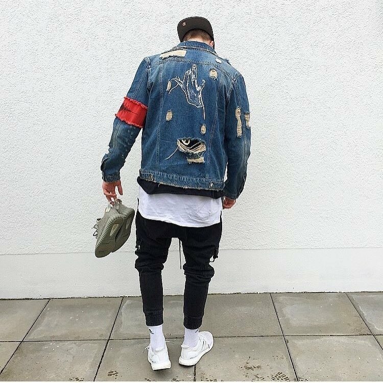 Zipper Destroyed Jeans Flight Jacket Men Ripped Denim Jackets Hip Hop Overcoats