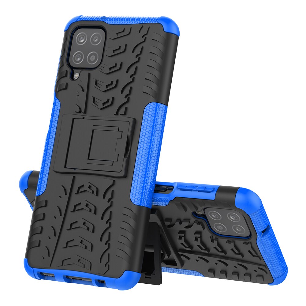 Per Samsung A12 custodia Cover armatura supporto per supporto custodia protettiva antiurto in Silicone per Samsung Galaxy A12 A 12: blue armor case