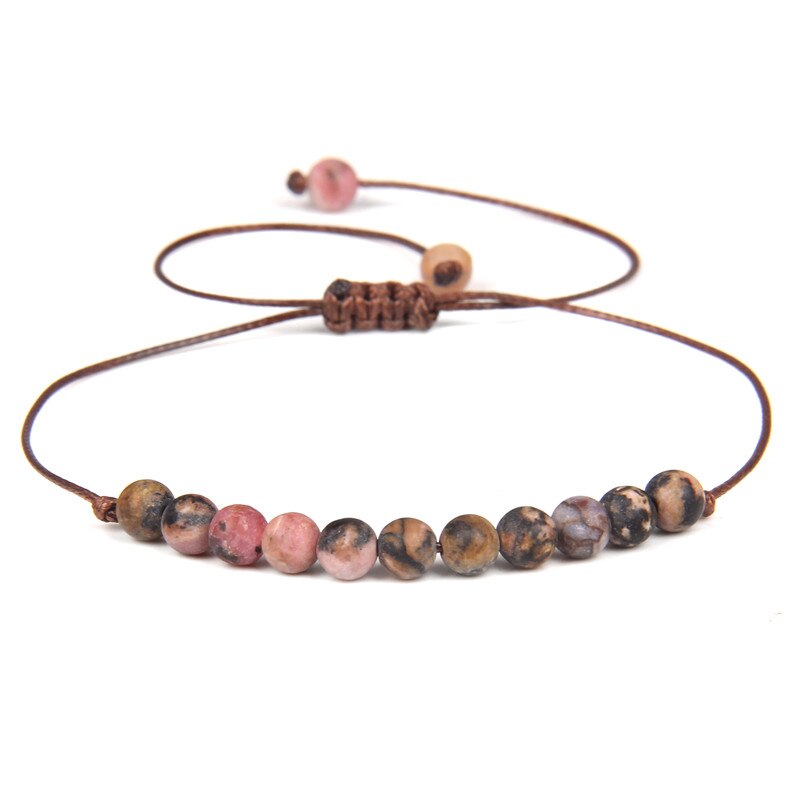 4Mm Mini Kralen Armband Natuursteen Gevlochten Armbanden Voor Vrouwen Mannen Verstelbare Touw Labradoriet Jaspers Agaat Bangle Sieraden: 7.Rhodonite