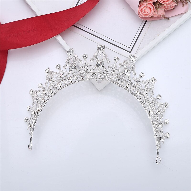 Women Girls Crystal Rhinestone Princess Tiara Headband Pageant Quinceanera Prom Bridal Wedding Crown Headwear Hair Accessories