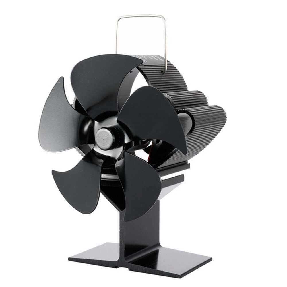 Heat Powered Stove Fan Tools Accessories Supplies Home Log Wood Burner Double Head 5 Blades Eco Quiet: black A3