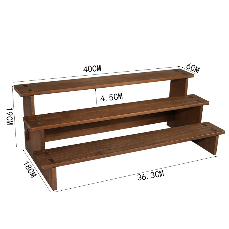 Escalera de madera maciza Vintage, hecho a mano estante de almacenamiento, organizador de soporte de exhibición para cosméticos, joyería en el dormitorio, esmalte de uñas, modelo de coche: Rosa
