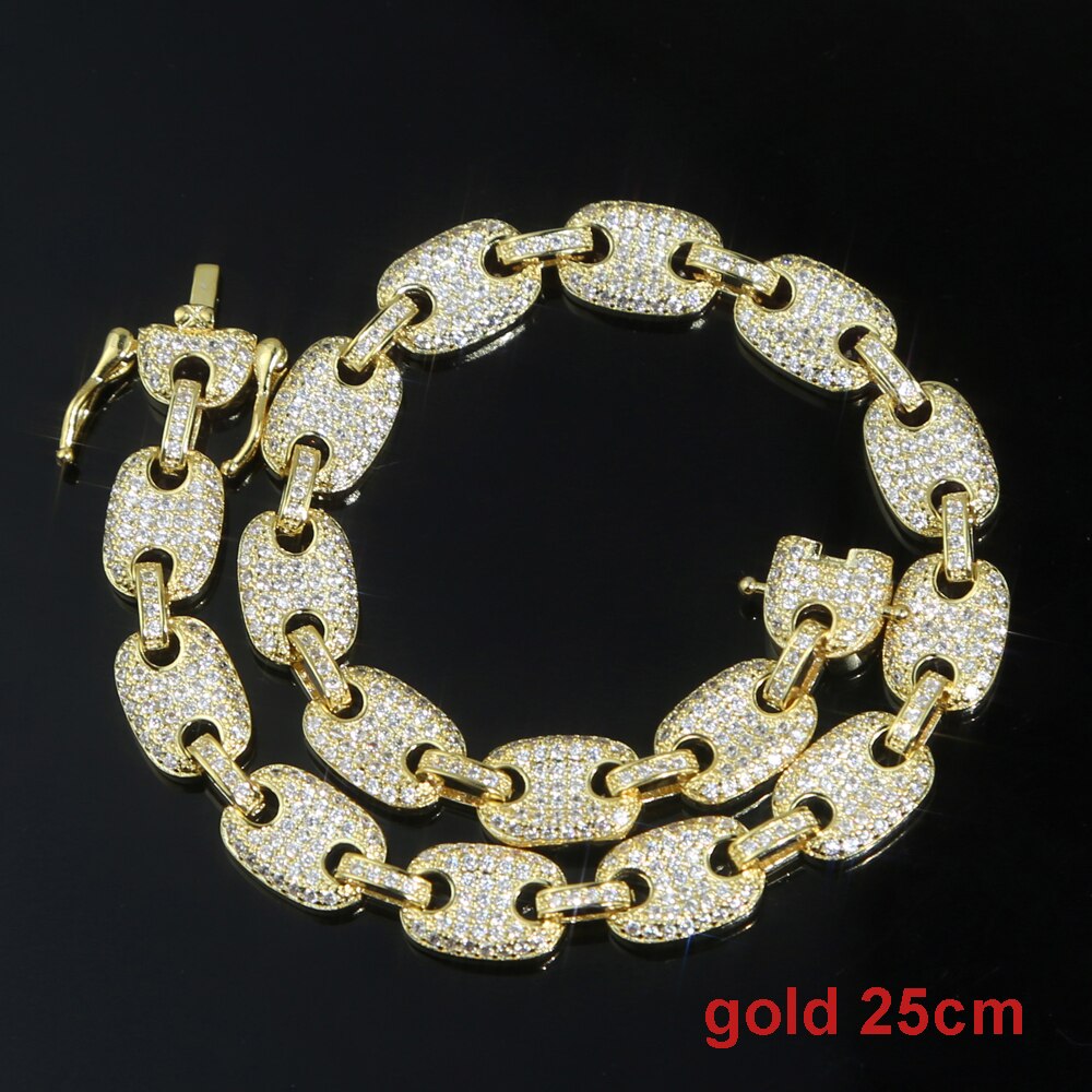 Verão 8mm iced para fora bling cz contas de café link corrente de alta qualidade 5a zircônia cúbica perna corrente feminina 9 jewelry 10 10 ankanktornozeleira jóias: gold 25cm