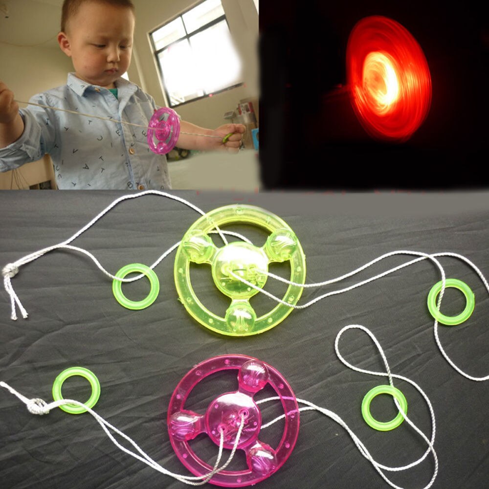 Hand Pull Luminous Flashing Rope Flywheel Toy Stay Flywheel Random Color Of Luminous Pull Wire Flywhee Children'S Toy