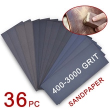 carborundum Sandpaper 36pcs наждак 400 - 3000 Grit Wet & Dry for Automotive Sanding Wood Furniture Finishing Metal Work