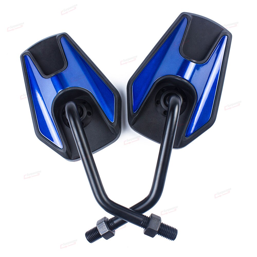 10Mm Universele Motorfiets Spiegels Motorbike Achteruitkijkspiegel Side Spiegels Voor Moto Bromfiets Elektrische Fiets Scooter Motor Accessoires: Blauw