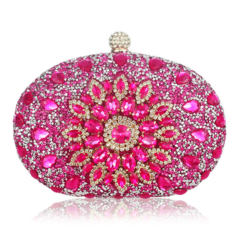 Wedding Diamond Silver Floral Crystal Sling Package Woman Clutch Bag Cell Phone Pocket Matching Wallet Purse Handbags: fushion