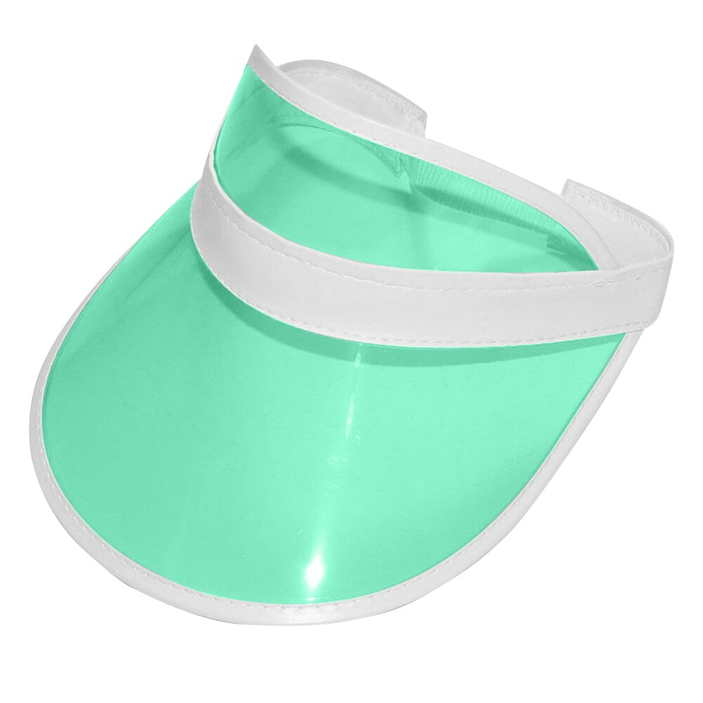Summer women men sun hat candy color transparent blank top plastic pvc anti-uv parasol sunscreen hat cycling sports visor caps: Green