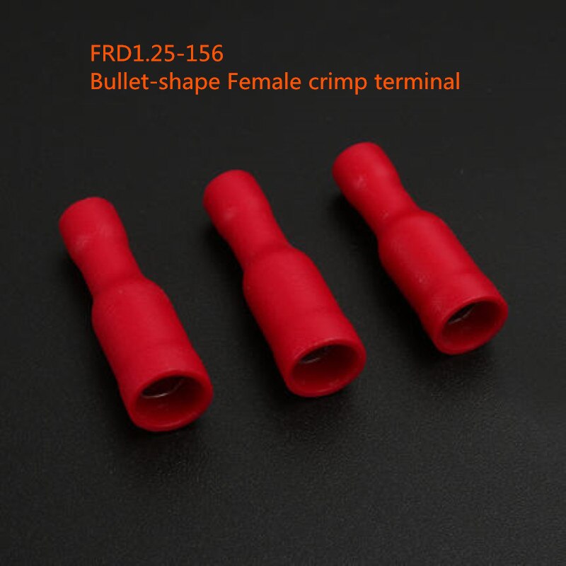 FRD1.25-156 bullet-vorm Vrouwelijke crimp koper terminal Geïsoleerde Elektrische Connector voor 0.5-1.5mm vierkante kabel clips