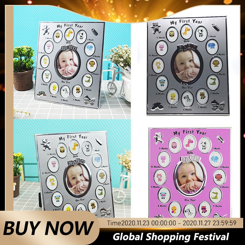 Álbum conmemorativo para bebé, primer año, marcos de fotos DIY para crecimiento de bebé, 12 meses, recuerdo de exhibición de imagen