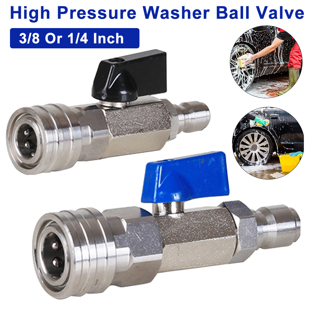 High Pressure Washer Ball Valve Kit with 3/8 Or 1/4 Inch Quick Connector Quick Connect Ball Valve 4500 PSI for Power Washer Hose