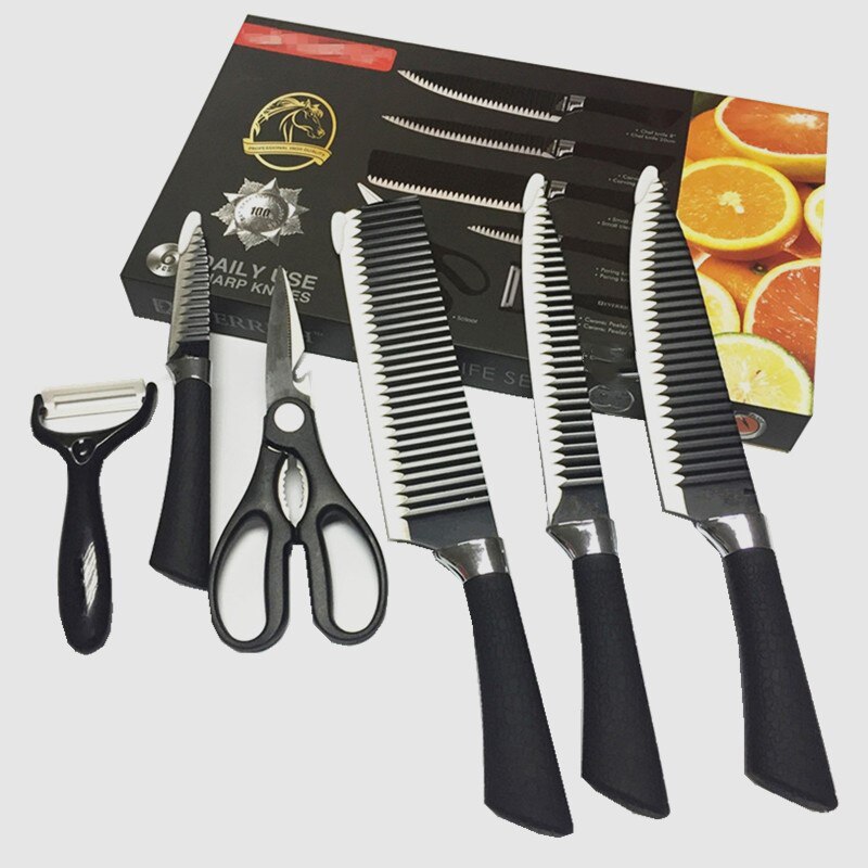 6 stücke Küchenmesser Set Hand Geschmiedet Küche Messer Schere Keramik Schäler Chef Slicer Schäl Messer als