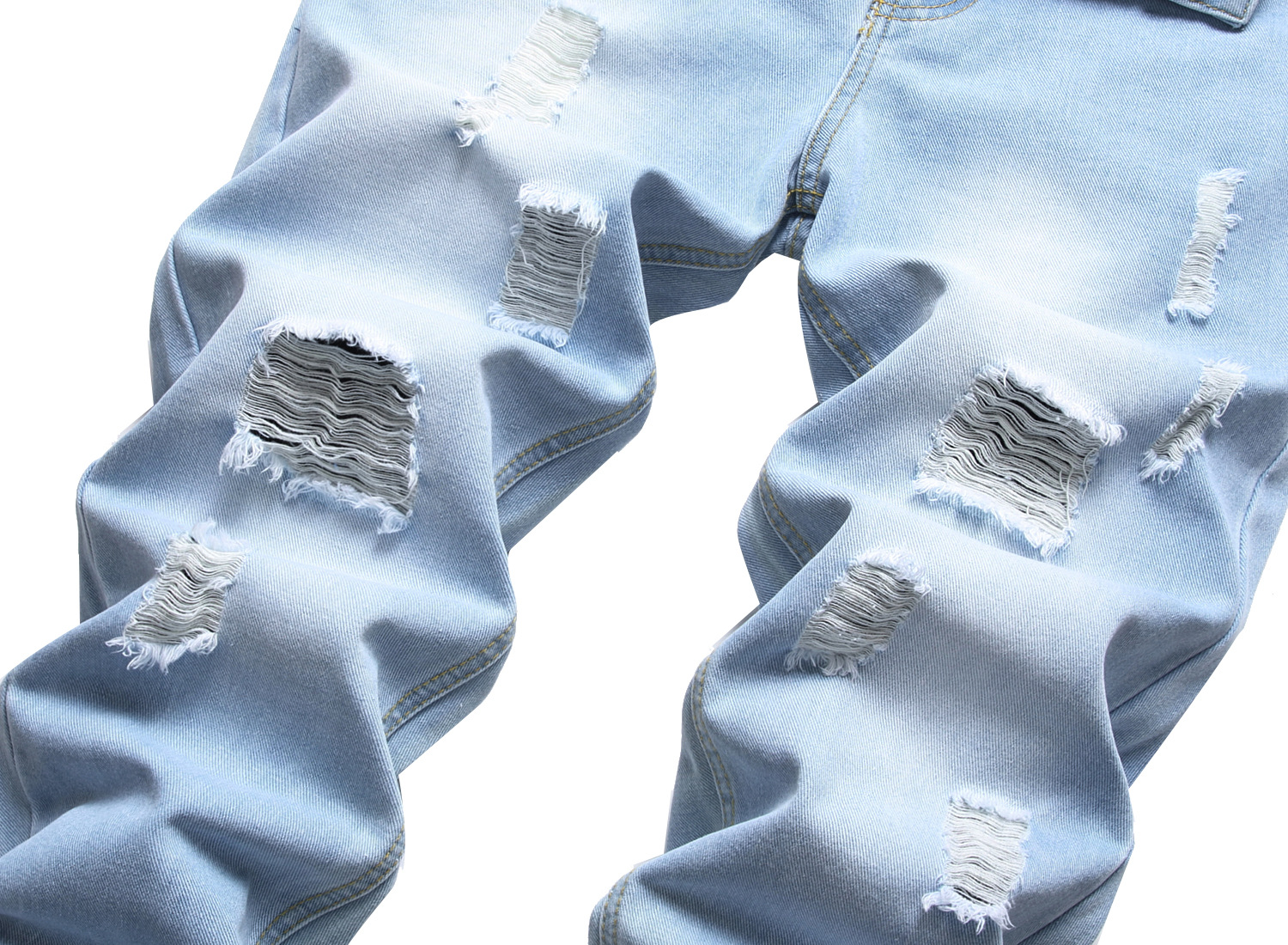 Pantalones vaqueros rasgados de estilo urbano para hombre, Jeans lisos lavados de estilo Vintage, informales, ajustados, azul claro