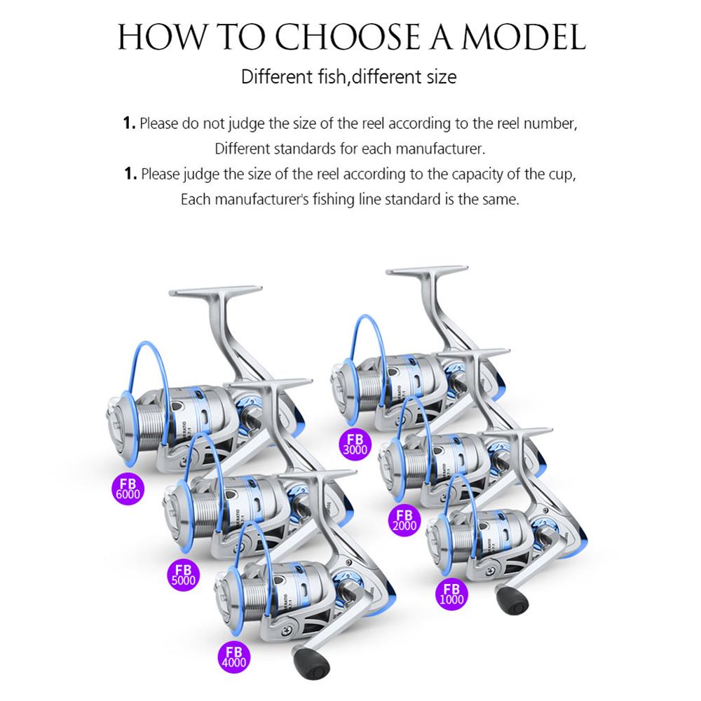 Spinning Reel 12BB+1 Stainless Steel FB 1000 -6000 Series Metal Coil Spool Ice Jigging Fishing Reel