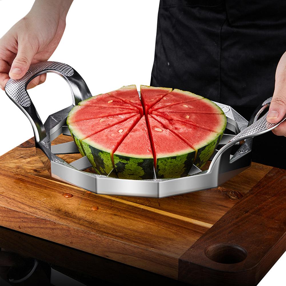 Trancheuse à pastèque avec poignée, coupe-fruits complet en acier inoxydable, ustensiles de cuisine, Gadget pour pastèque Cantaloup et Melon