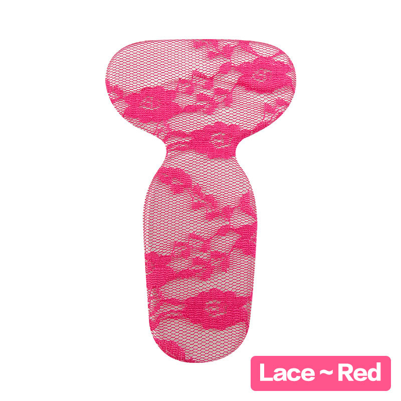 1 pair Gel Foot Care Orthopedic Insole Brand T-Shape Silicone Non Slip Cushion Foot Heel Protector Liner Shoe Insole Pads: Lace-Red