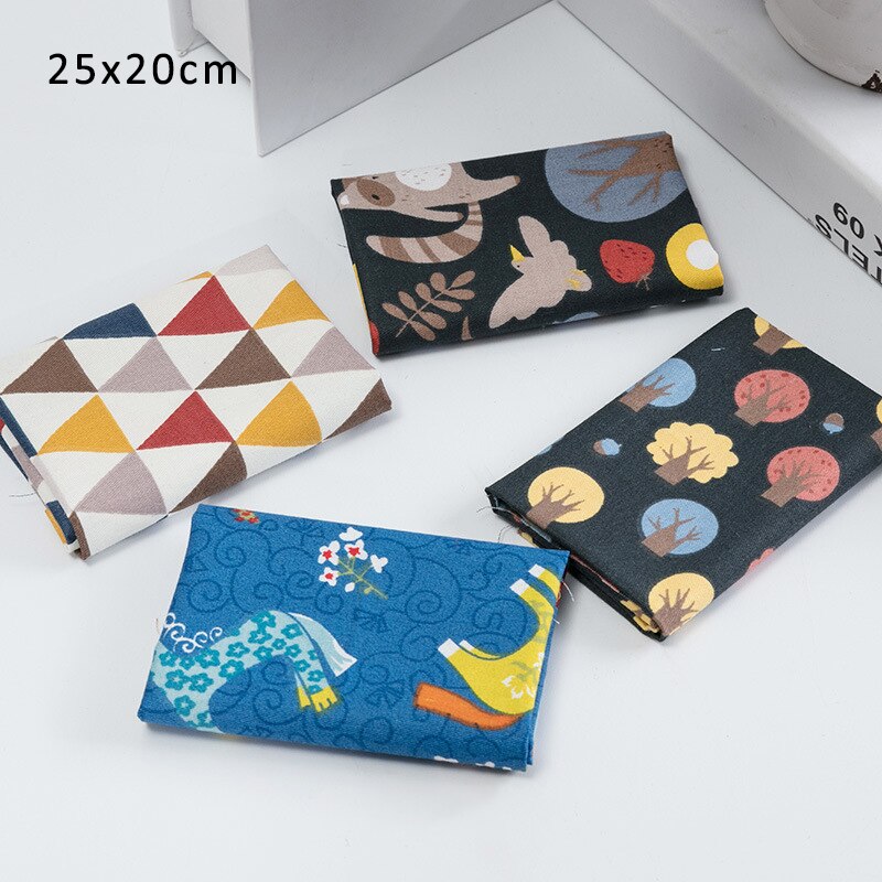 25*20CM 4 Pcs Cotton Fabric Printed Cloth Sewing Quilting Fabrics for Patchwork Needlework Multi Purpose DIY Handmade Material