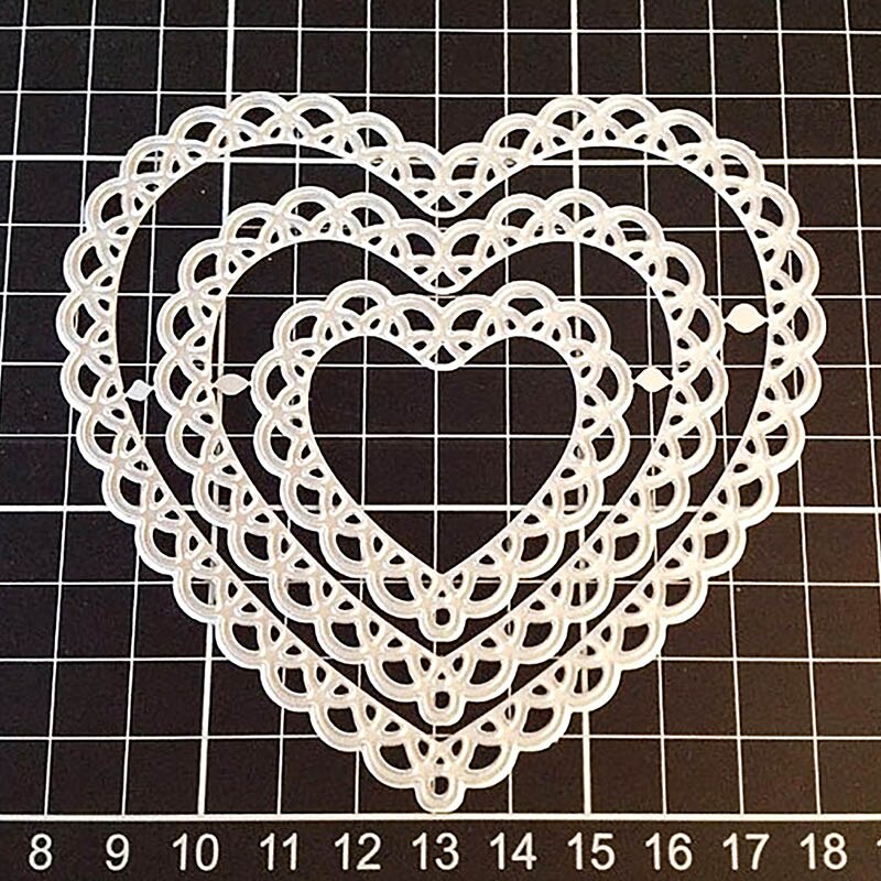 Love Heart Lace Background Cutting Die Metal Stencil Embossing Dies 3D DIY Scrapbook Craft Photo Frame Greeting Cards Decor: 2