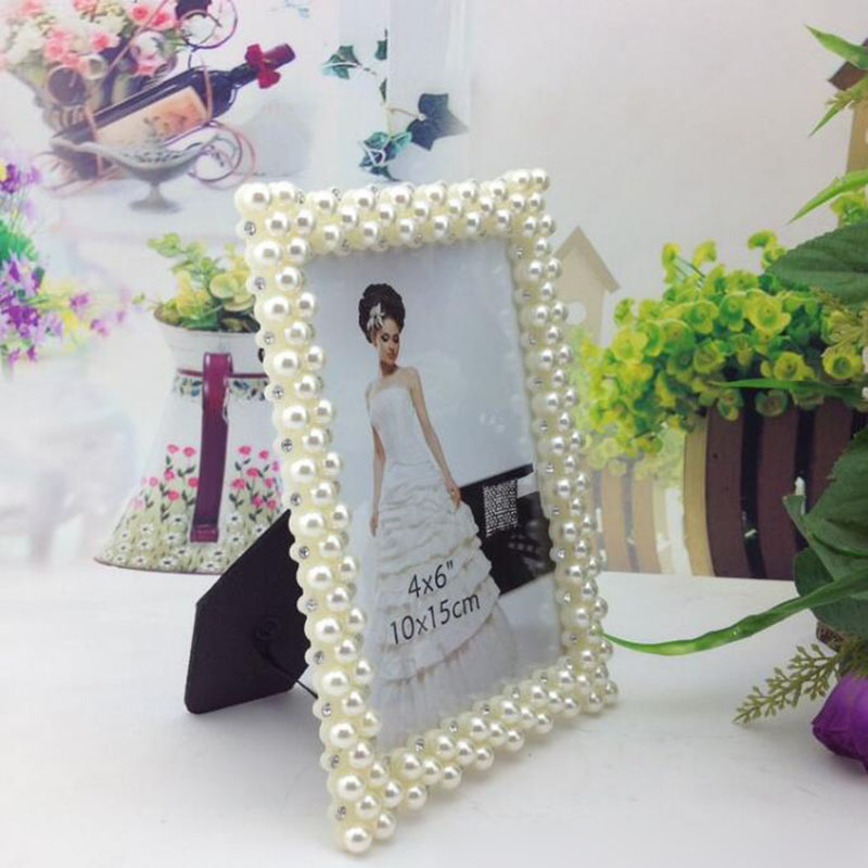 Luxury White Pearl Resin Photo Frame 3inch/6inch/7inch Picture Frame Heart Suqare Rectangle Shape Frame for Standing on Table