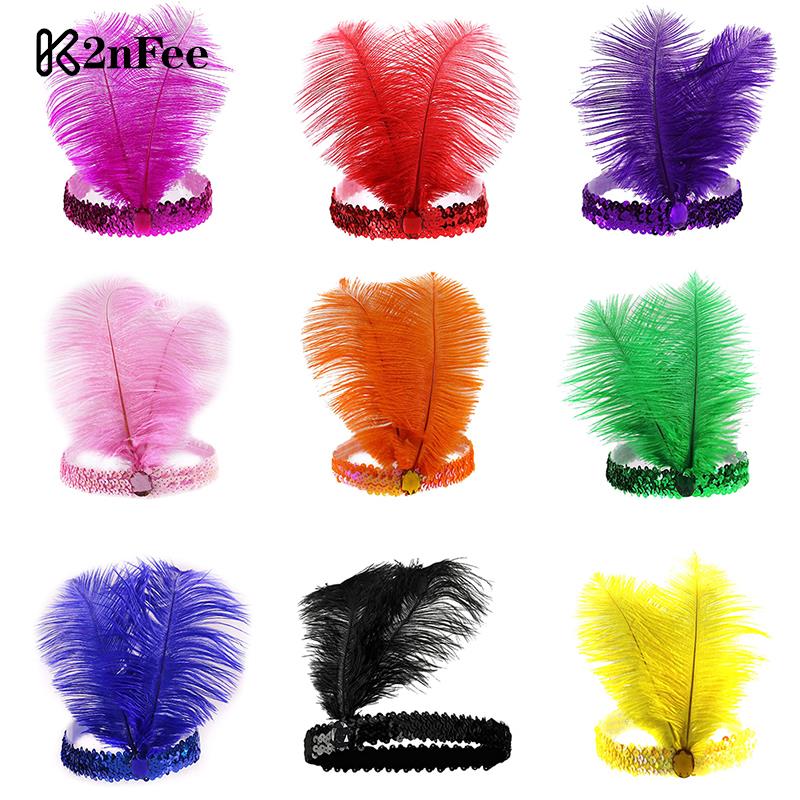 1 Uds. Tocado de plumas indias a la para mujer, diadema de cristal con plumas y lentejuelas, diadema india para de vacaciones, accesorios para el cabello