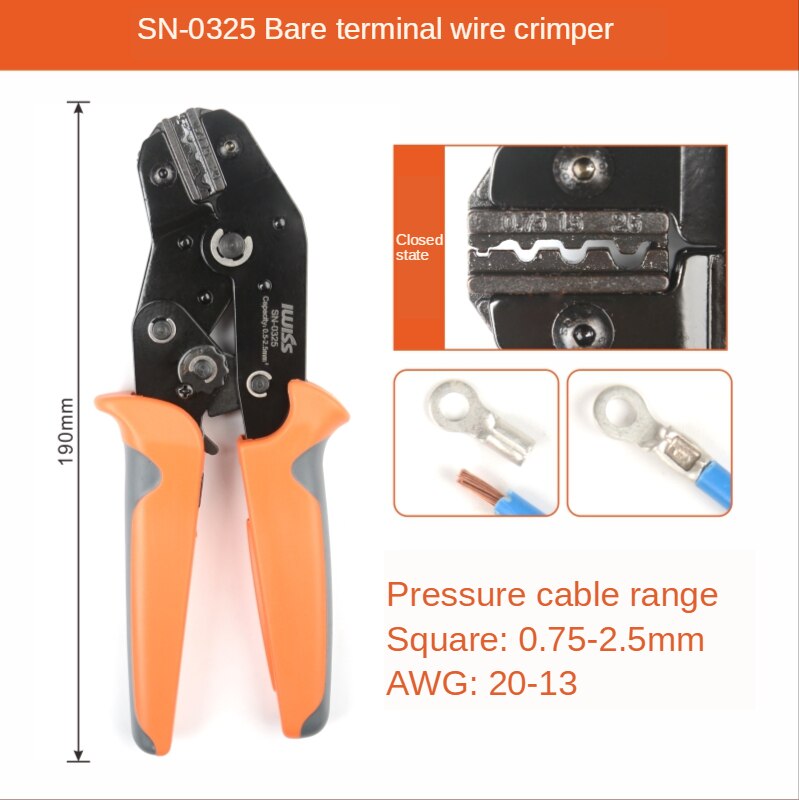 Iwiss SN-28B/48B/06/0325 Krimptang Klem Gereedschap Draad Connector Tool Tang Voor JST-SM /Dupont /XH2.54/PH2.0 /Tab Terminal: SN-0325