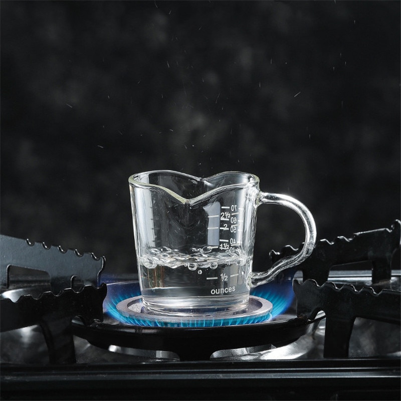 Heat-resistant Clear Glass Measuring Cup With Scale Jigger for Espresso Coffee Double-mouthed Ounce Cup Small Milk Cup