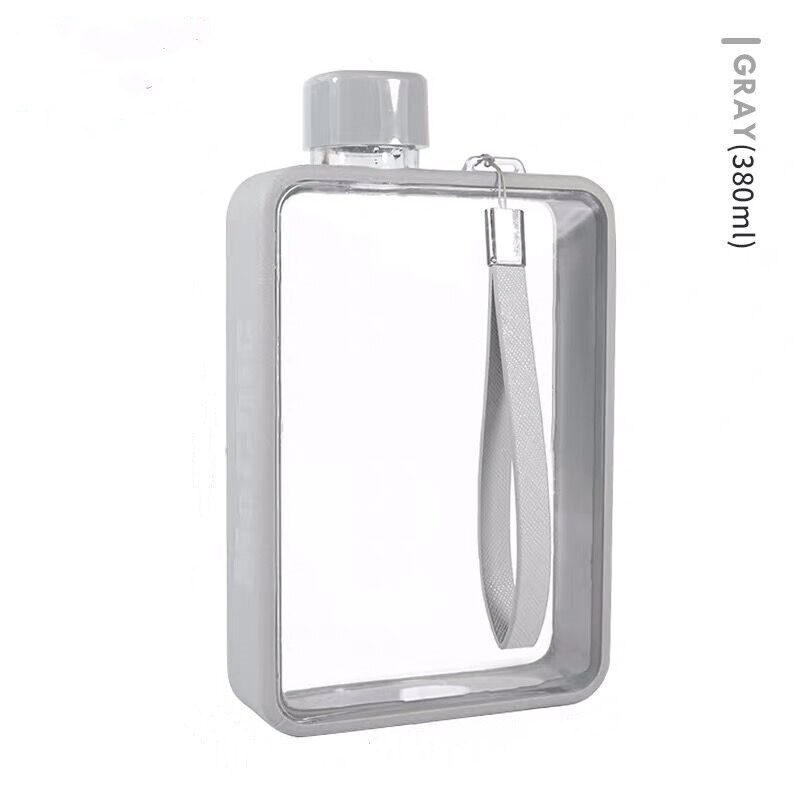 Ins 380ml A5 Flat Water Bottle Travel Hydro Flask Handbag Slim Cold Tritan Plastic Sports Camping Gym Fitness Outdoor