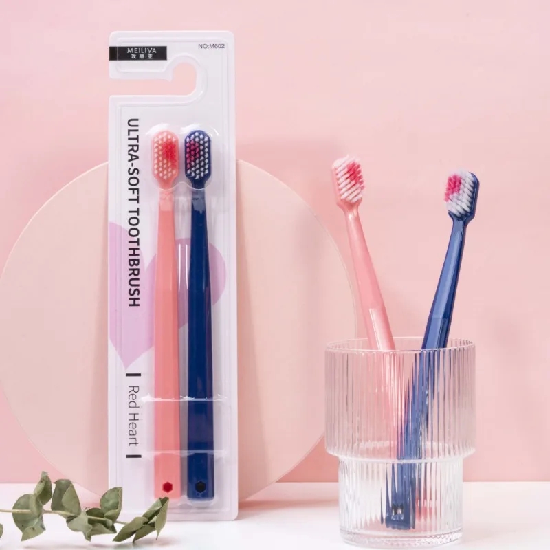 1 par de cepillos de dientes para parejas, cepillo de dientes con forma de corazón, caja de cristal romántica, cepillo de dientes suave Nano, cepillo de dientes para adultos, de boda para parejas