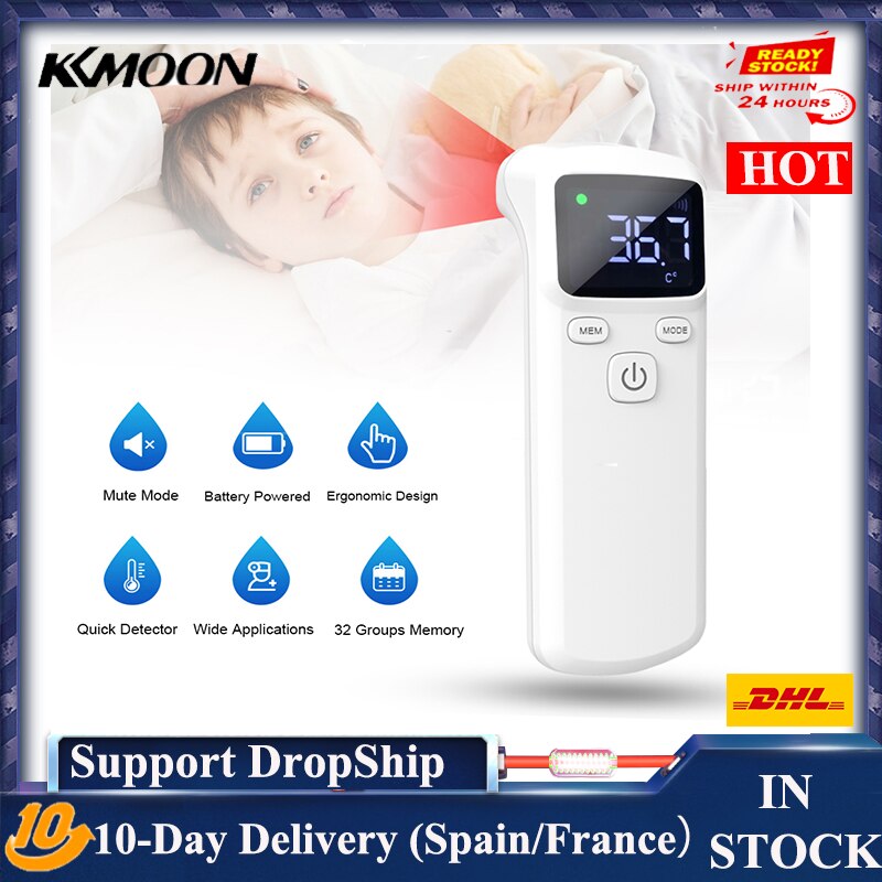 Termómetro para la frente sin contacto, infrarrojo, LCD, medidor de temperatura corporal, herramienta de medida Digital de fiebre para niños y adultos: MD1842