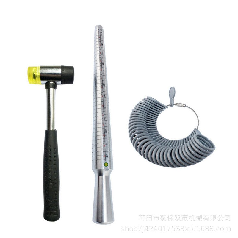 Metal Ring Sizer Set Measuring Rings Mandrel Finger Sizing Bracelet Measuring Mandrel Plastic Stick Sizer Jewelry Hammer Repair: A set