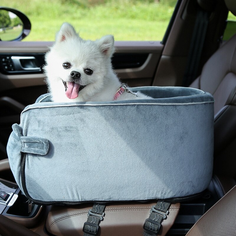 Arm Rest Dog Car Seat,Dog Booster Car Seat For Small Dogs,Pet Car Console Seat Travel Carrier Cage For Cars