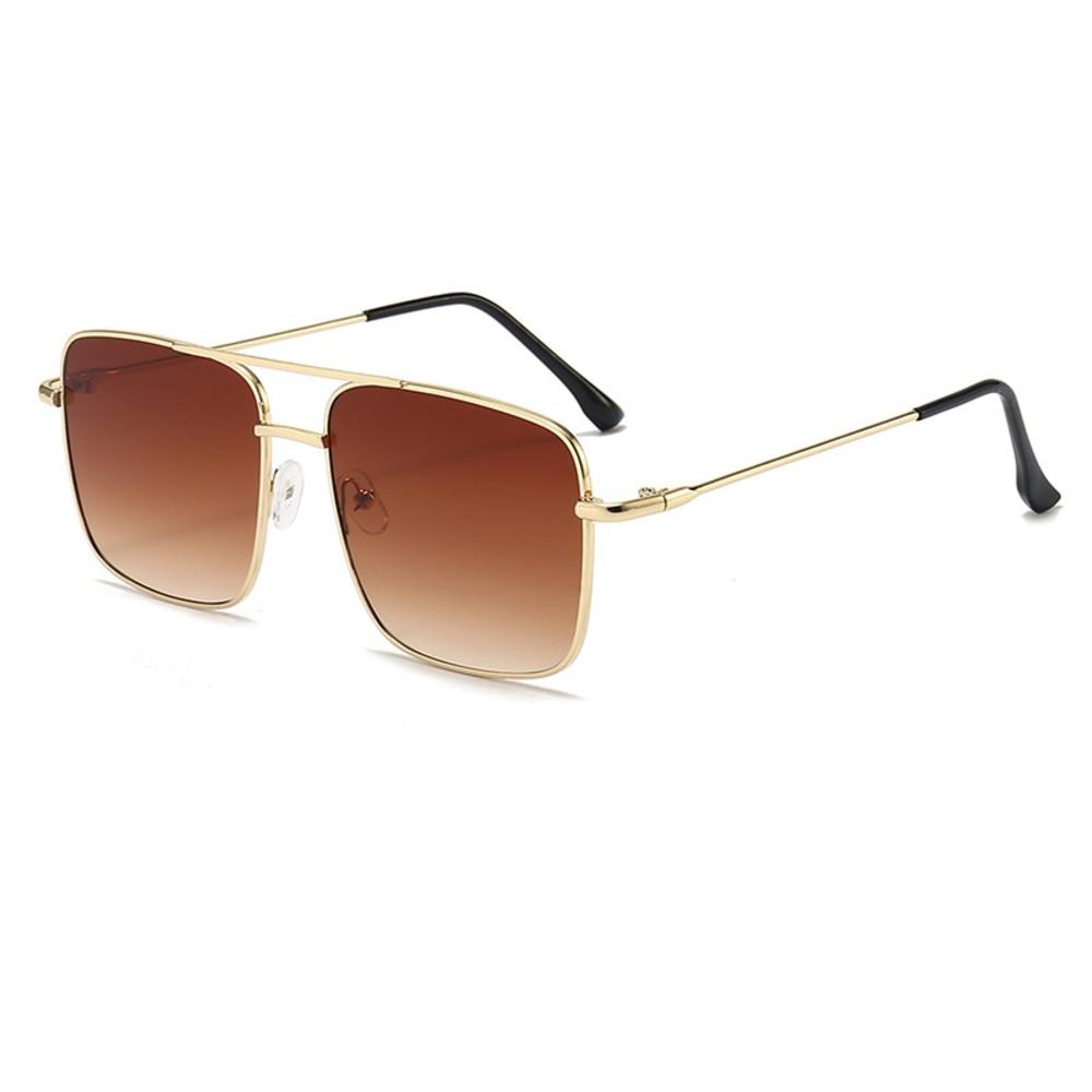 Herren Polarisierte Sonnenbrille aus Aluminium-Magnesium-Legierung, Punk-Sonnenbrille, Doppelbalken, Quadratische Sonnenbrille, UV400 Anglerbrille: Beige