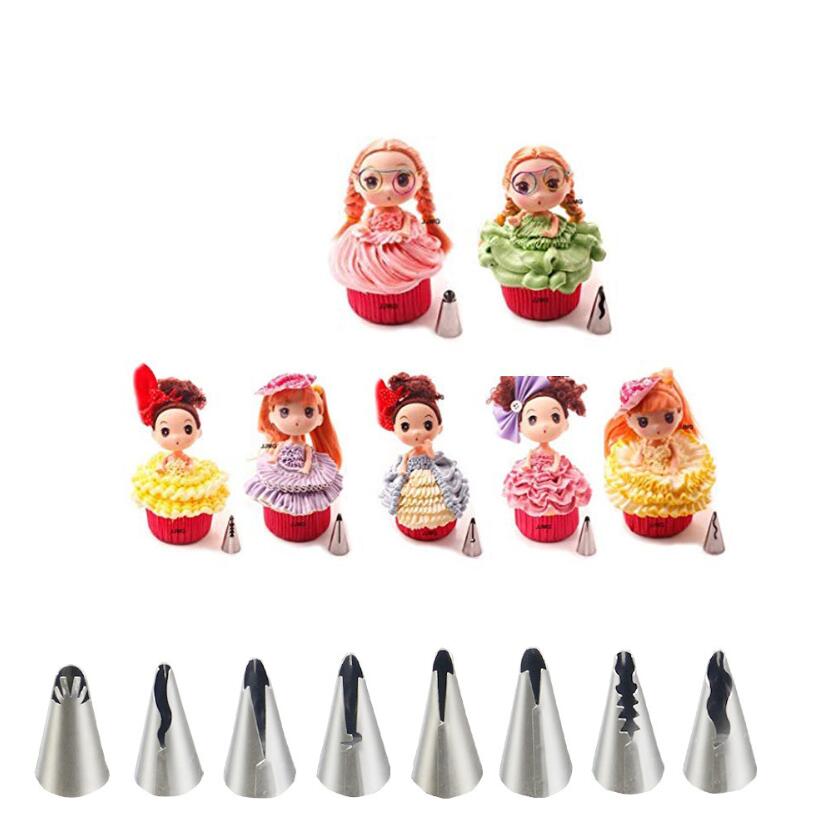 10 Stks/set Wedding Cake Decorating Icing Rvs Russische Nozzles Rok Taart Nozzles Piping Tips Gebak Siliconen Cake Zakken