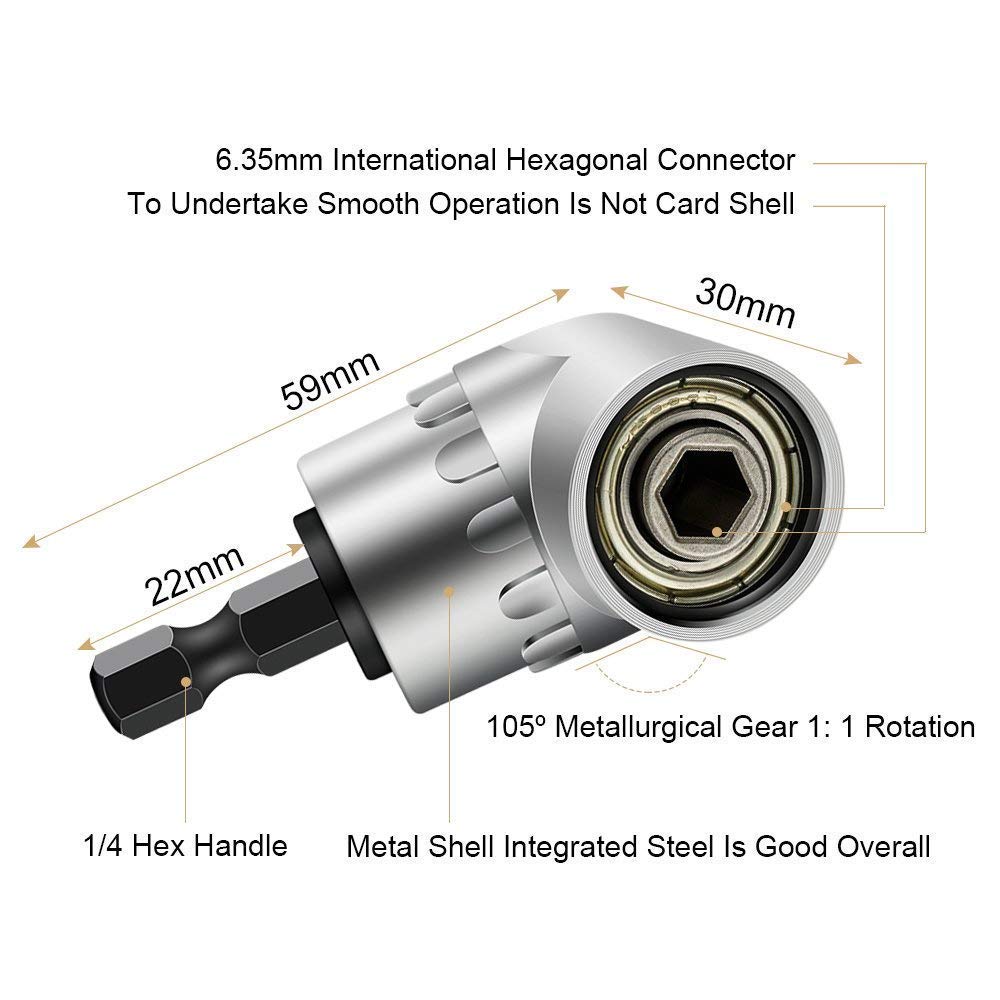 Binoax Universal Socket Wrench Tool Set and 3Pcs Impact Grade Driver Socket Adapter Extension 105 Degree Right Angle Screwdriver