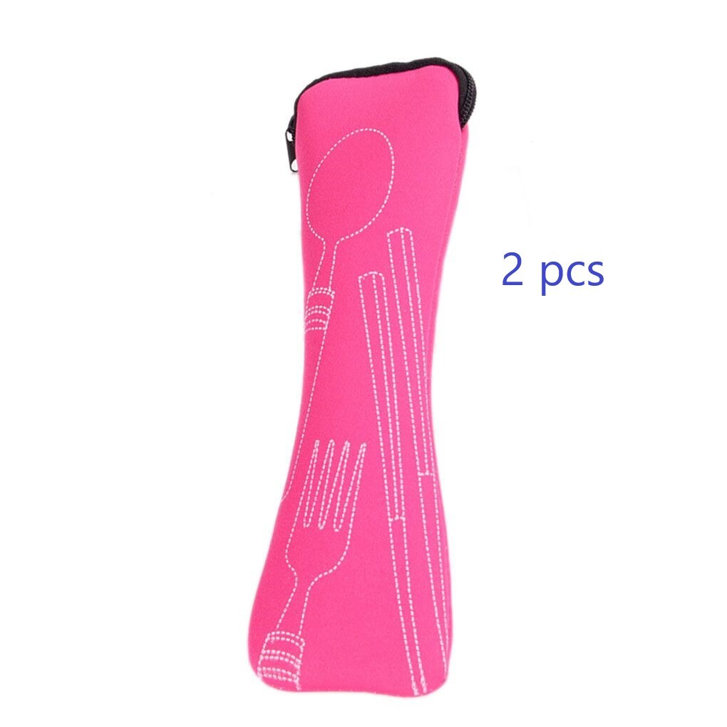 Accesorios de viaje 1 Uds. Popular 3x tenedor cuchara cubierta bolsa cubiertos Portátil Bolsa de pícnic de Camping utensilios para pícnic: NO.3 2 pcs