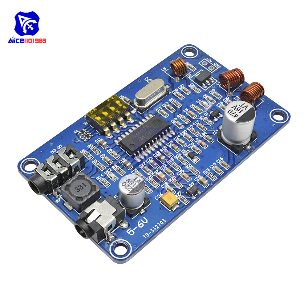 diymore BH1417 50Hz-15000Hz Wireless Stereo PLL FM Transmitter Module Digital 2 Channel Radio Station Board DC 5-6V
