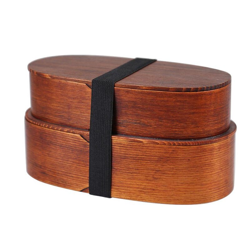 Unibird Japanese Syle Wooden Lunch Box Double Layer Natural Wood Bento Box Food Container for Kids Adults