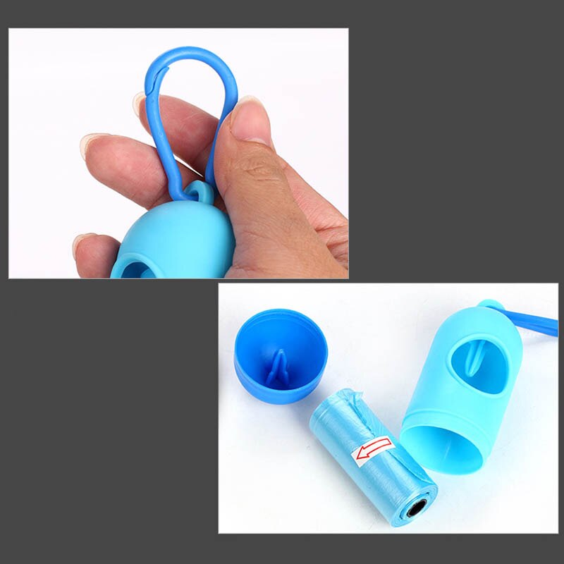 Pill Shape Pet Dog Poop Bag Dispenser Waste Garbage Bags Carrier Holder Dispenser + 1roll Poop Bags Set Pet Dog Waste Poop Bags
