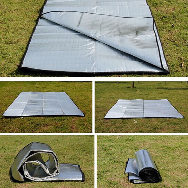 Vandtæt aluminiumsfolie eva camping vandremåtte foldbar sammenfoldelig sove picnic strandmadras udendørs rejsemåtte