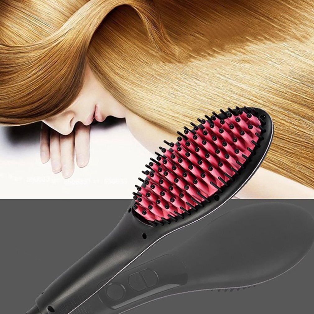 Portable Electric Digtal Fast Hair Straightener Comb Brush Led Temperature Flatiron Straightener Head Massage Anti-Scaled