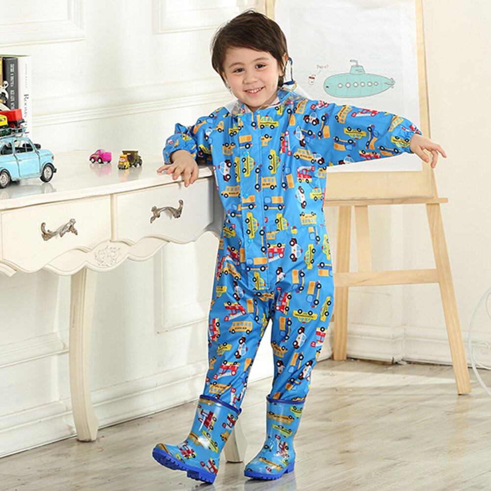 Cartoon Raincoat Kids Children Jumpsuit Rainwear Boy Girl Waterproof Poncho