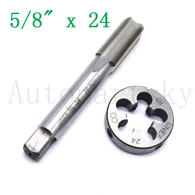 1/2"-28 (1/2" x 28) or 5/8"-24 (5/8x24) UNF HSS Threading Thread Tap and Die Set with
