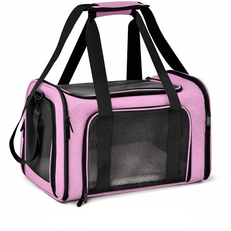 Hundebærer hunderygsæk kat transporttaske transporttaske til kæledyr rejsetasker flyselskabsgodkendt transportør til katte hundetilbehør: Lyserød / 50 x 34 x 34cm