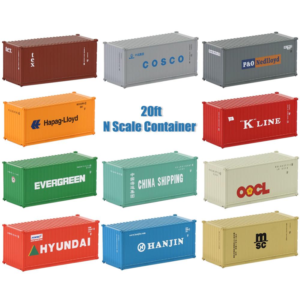 C15007 3pcs Model Trains Freight Car N Scale 20&#39; Container 1:160 20ft Container Cargo Box