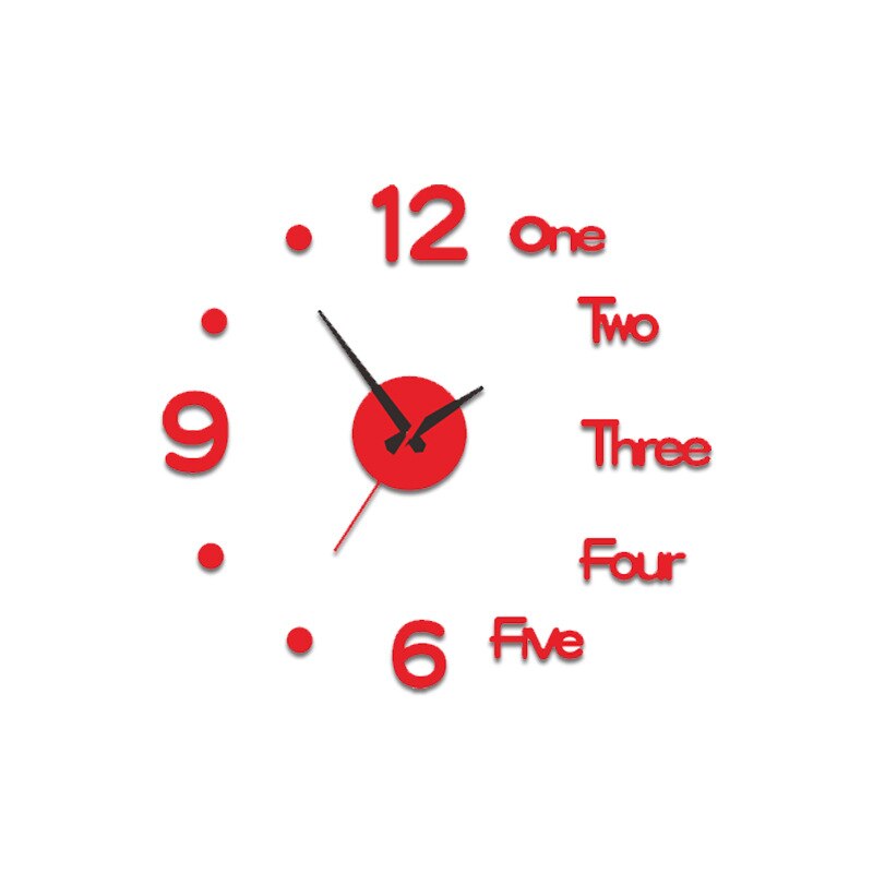 Wall Clock Metal Quartz Watch Clocks 3d DIY Home Decoration Acrylic Mirror Stickers Modern Needle for Living Room Bedroom: Red